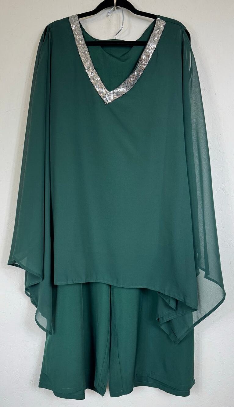 Green 2pc Set Blouse and Pants Women's Size 4X
